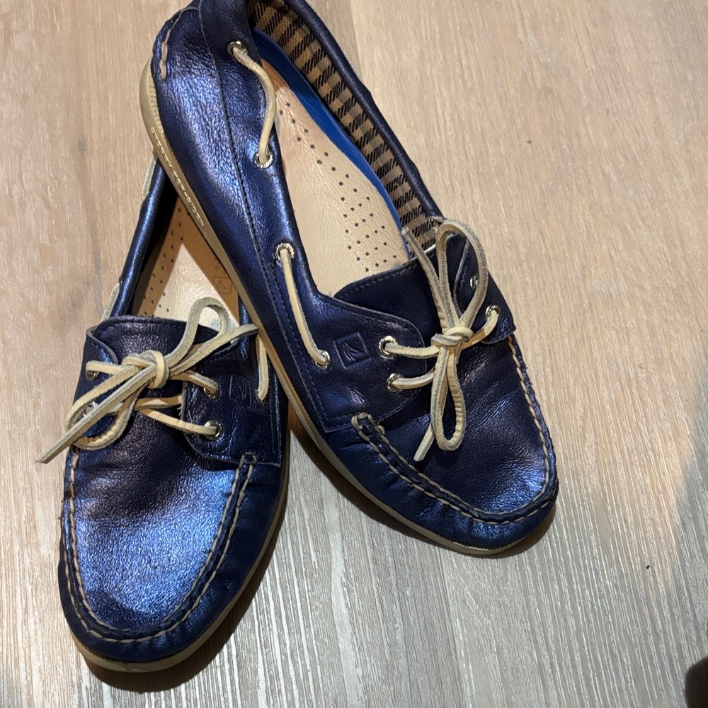 Sperry Navy metallic Boat Shoes size 10m